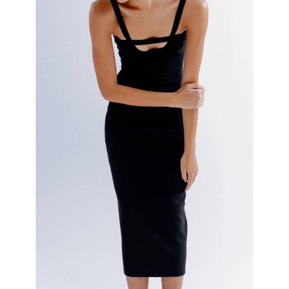 NEW ZEYNEP ARCAY u-neck knit midi dress in black